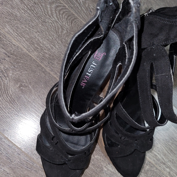 Just fab wedge heels/ sandals black open toed - Picture 4 of 5